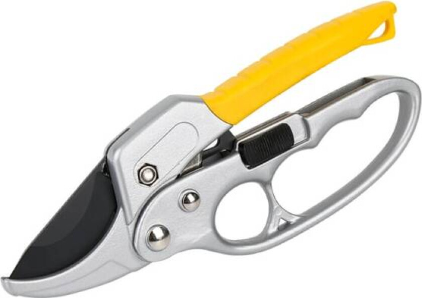 Hagesaks 20,5 cm, hagesaks med gummihåndtak for kutting av stilker og grener - 20 mm, gul