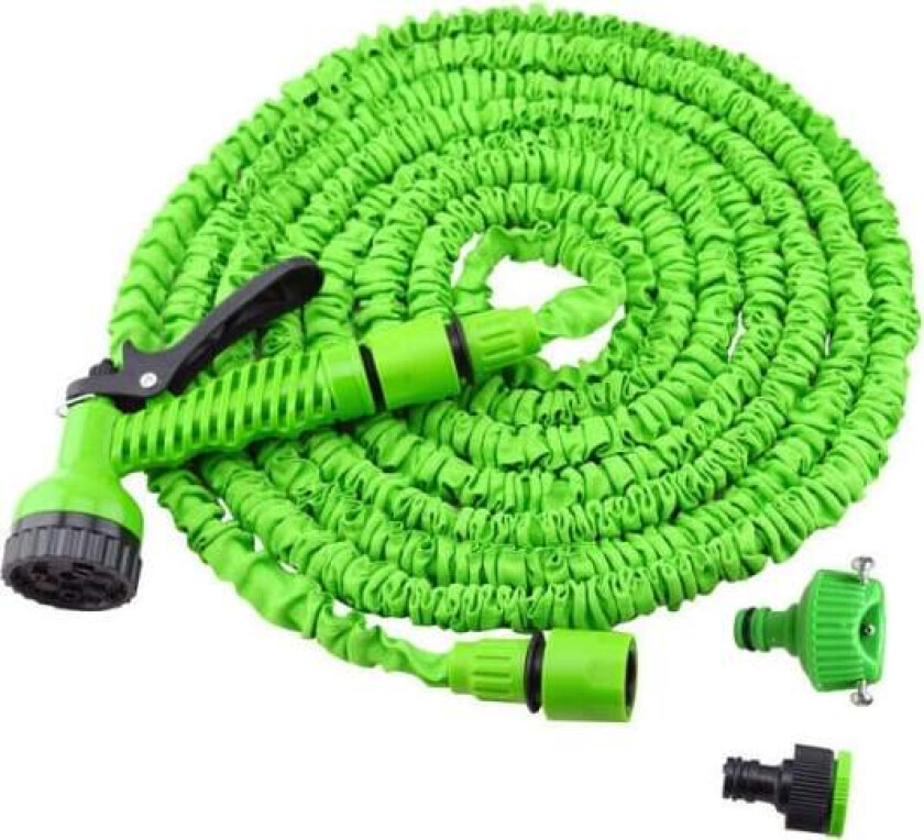 15m Ekspanderbar hageslange 3-ganger ekspanderbar hageslange, fleksibel magisk slange, lekkasjesikker, lett og enkel å oppbevare (grønn, 15m)