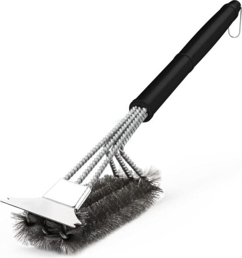Grillbørste for rengjøring av grillen, metallrengjøringsbørster med stålbørste eller skrapere for skorstein, 43,5*7cm