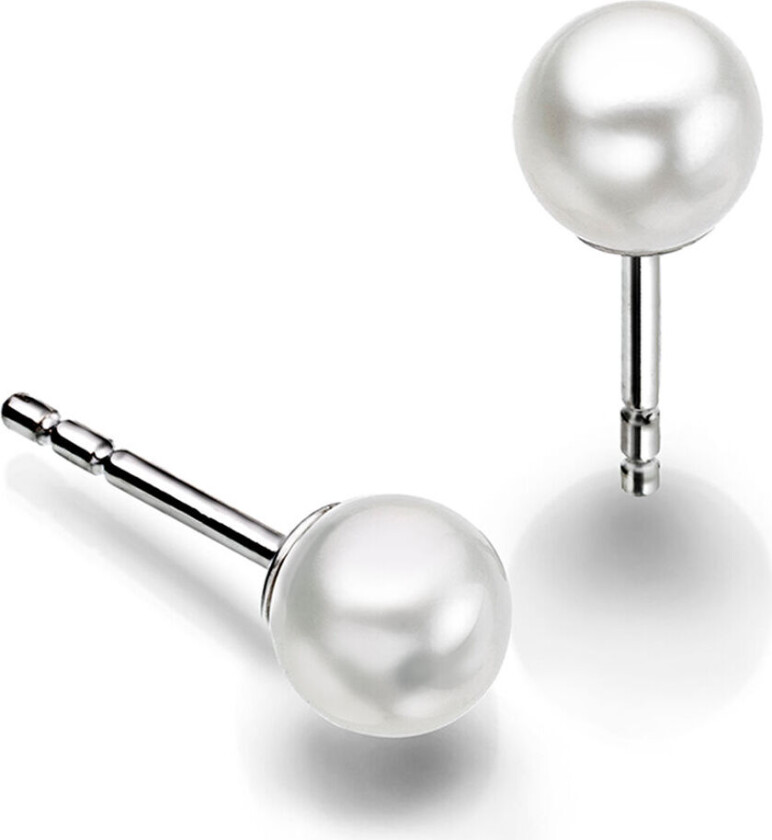 , Øredobber i 585 hvitt gull med ferskvannsperler