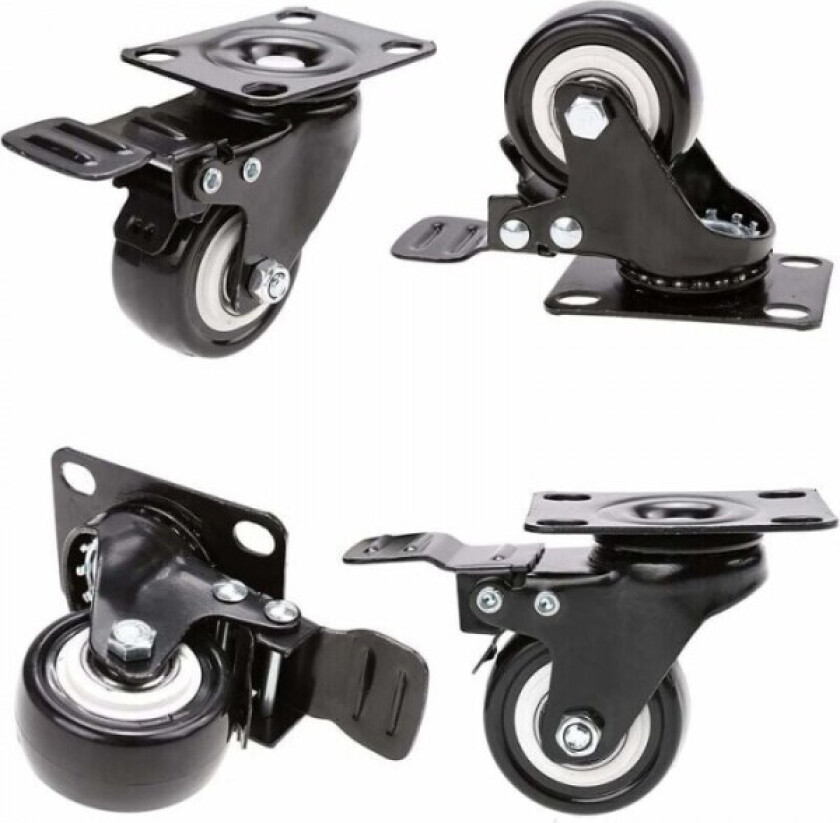 4 svingbare hjul med brems 50mm hjul gummi møbelhjul