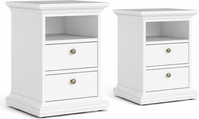 Venedig nattbord 2 stk. bredde 43 cm, høyde 58 cm hvit.