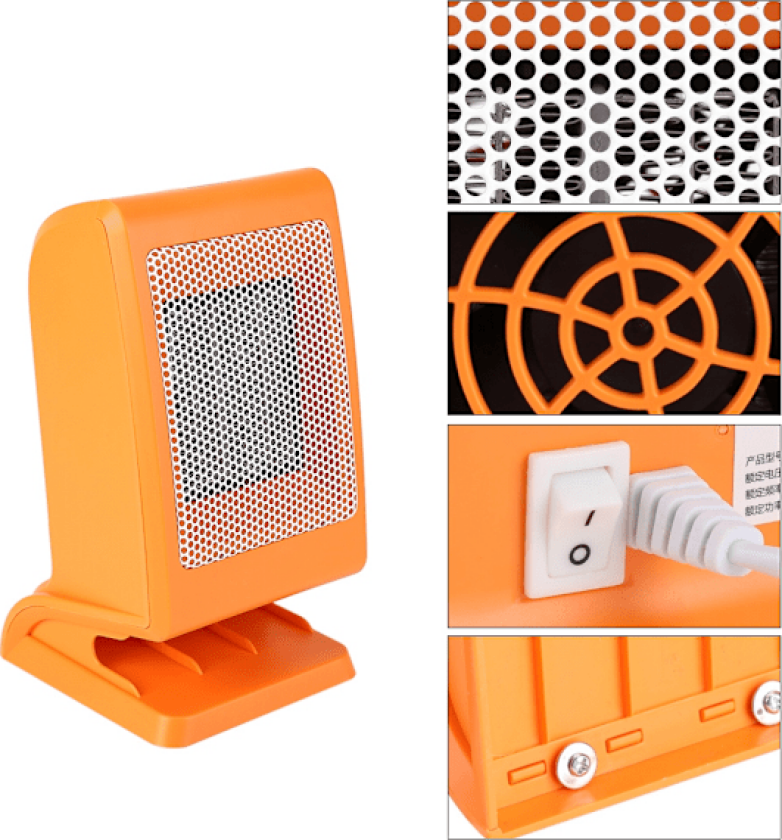 YIKA 220V 500W Bærbar PTC Elektrisk Vifteovn Hjem Kontor Skrivebord