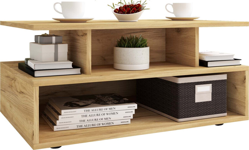 Esila sofabord 4 hyller eik dekor.
