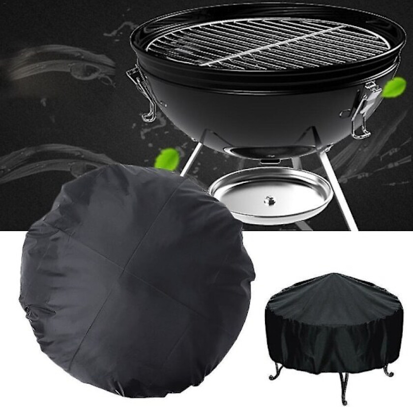 112cm Utendørs Rund Svart Rund Vanntett Bbq Grilltrekk Støvtrekk Terrasseplass Bålpanne Trekk