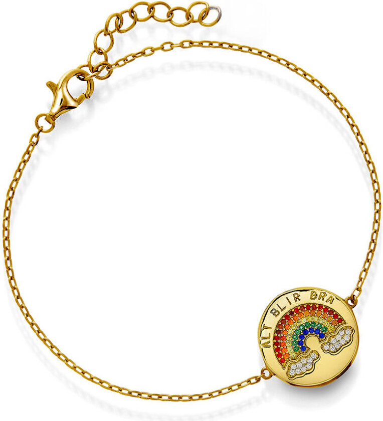 Armbånd i 925 forgylt sølv med zirkonia og teksten "Alt blir bra"