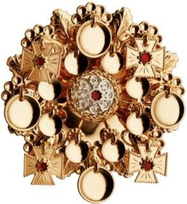 Bilde av Sølje Hardanger i 830 forgylt sølv med rød sten