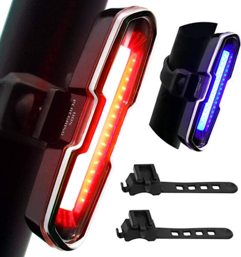 Kraftig sykkellykt bak, USB-oppladbar LED-sykkellykt med 2 faste