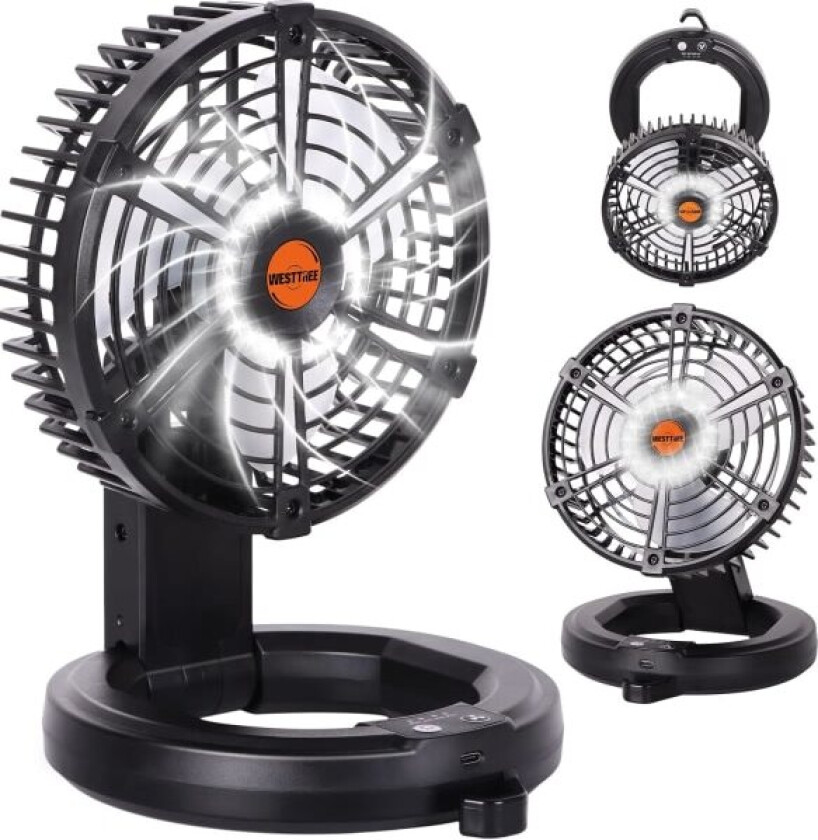Campingvifte for telt, personlig USB-bordvifte for fiske, batteridrevet vifte, 36 timers arbeidstid, oppladbar utendørs, svart 90