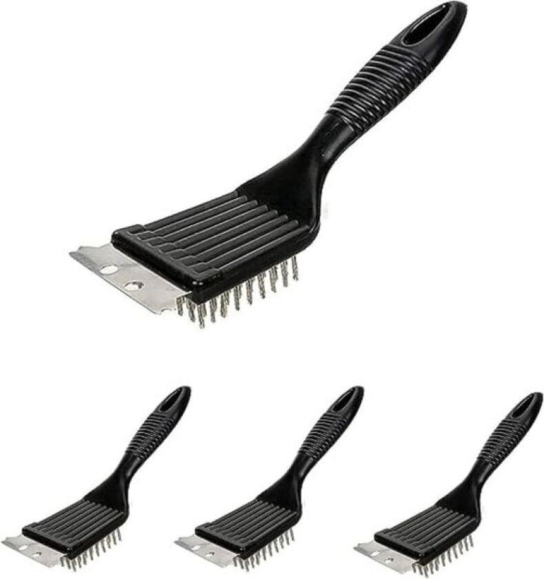 Svart Grillbørste, 3-delt Grillrengjøringsbørste Grill