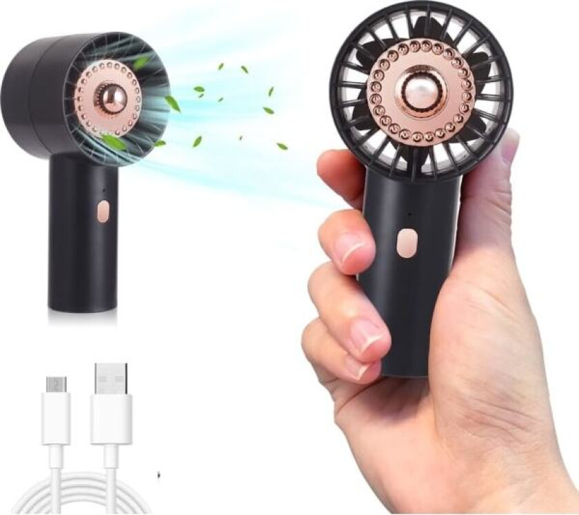 Liten håndholdt vifte, Mini lommehåndholdt vifte Batteridrevet elektrisk skrivebordsvifte Egnet for hjem/kontor/utendørs/reise/gåing Svart