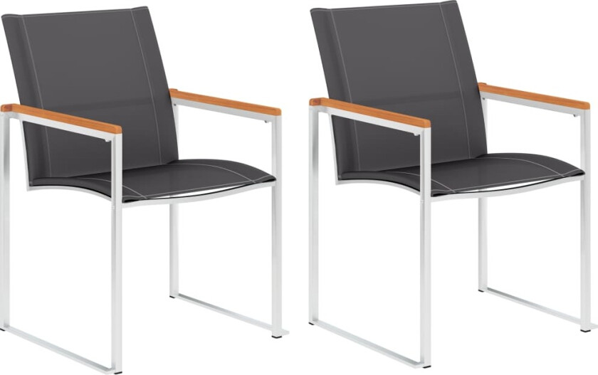 Hagestoler 2 stk textilene og rustfritt stål grå