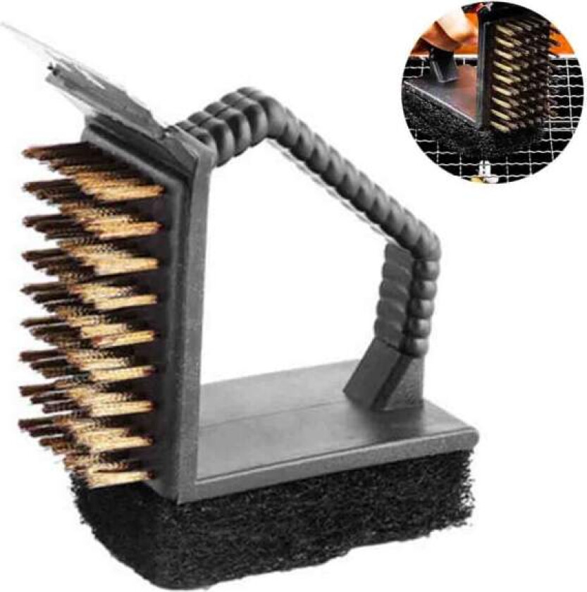 Grillbørste, med slikkepott, stålbørste, svampbørste