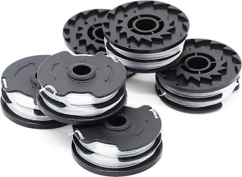 6-pakning erstatningsspoler for LIDL Parkside PRTA 20-Li A1, B2, C3, PRT 550 A1, A3, PRT 300 A1 - 2 x 4 m 1,6 mm trådløs gresstrimmer