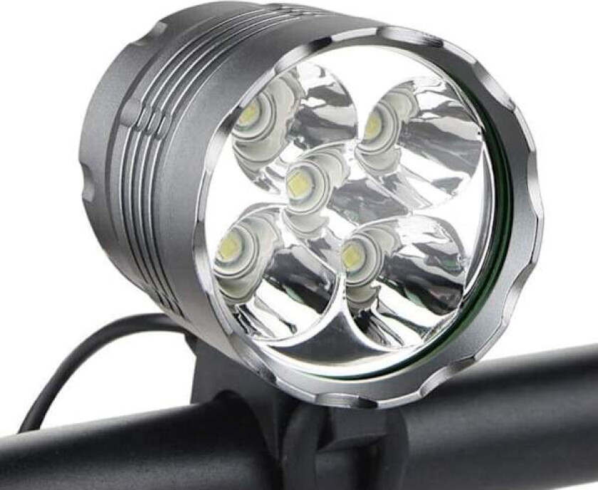 Sykkellykter, 6000 Lumen 5 LED Sykkellykt, Vanntett Fjellsykkel Frontlykt med 6400 mAh Oppladbar