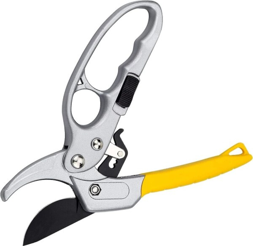Hagesaks 20,5 cm, hagesaks med gummihåndtak for kutting av stilker og grener - 20 mm, gul