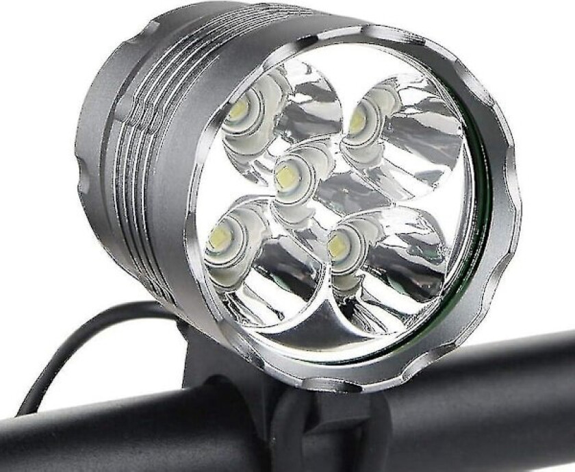 Sykkellykter, 6000 Lumen 5 LED Sykkellykt, Vanntett Terrengsykkel Frontlykt Med Oppladbar Batteripakke, 3 Moduser Sykkellykter Hodelykt