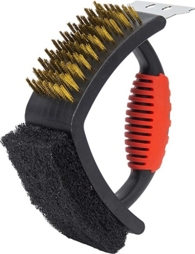 3 i 1 grillbørste - børste, skrape og skurepad