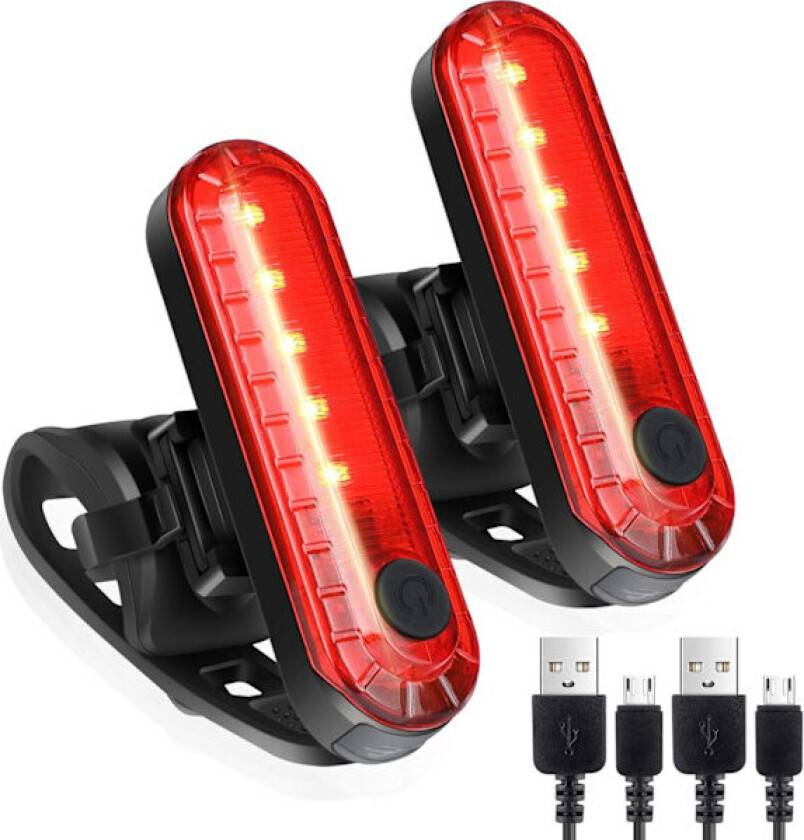 2-pakning med LED-baklykt for sykkel, ultrasterke USB-oppladbare sykkellykter, vanntett sykkellykt bak for sykling