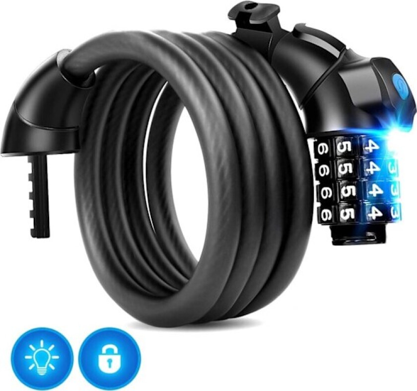 Vanntett sykkellås, 150 cm metallkabelås sykkellås multifunksjonell 4