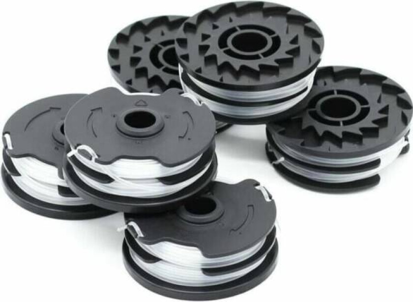 Sett med 6 erstatningsspoler for LIDL Parkside PRTA 20-Li A1, B2, C3, PRT 550 A1, A3, PRT 300 A1-2 x 4 m 1.6 mm batteridrevet kantklipper