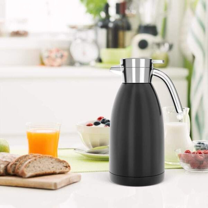 Termisk kaffekanne, 2,2L dobbelvegget vakuumkanne med intelligent temperaturvisning, isolert kaffe- og tekanne, kaffevarmere drikkebeholder