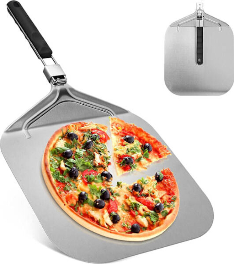 Pizzaspade for pizzastein, pizzaspade for grillen eller ovnen med praktisk sammenleggbart håndtak, mer stabil profesjonell hjemmebruk pizza