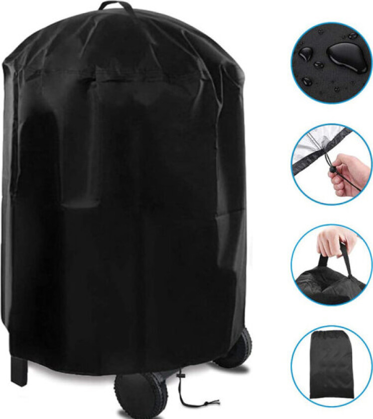 (75x70cm) - Svart Vanntett Utendørs Rund Grilltrekk, 420D O