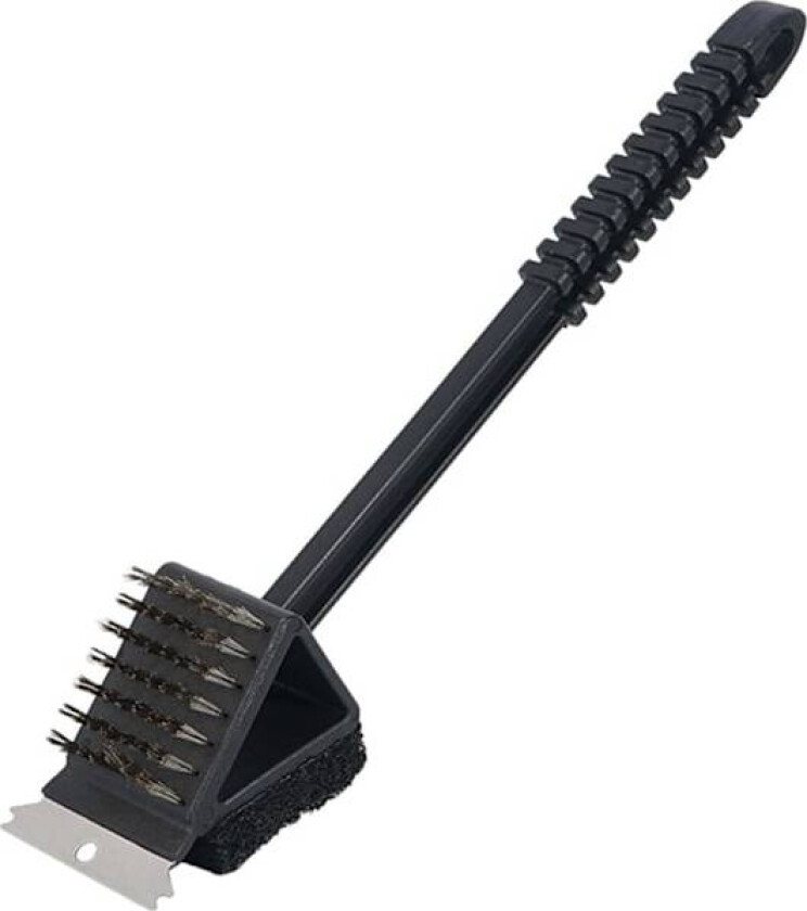 3 i 1 grillbørste, rengjøringsbørste og rustfritt stål bust, skrape for gass, infrarød, kull, porselensgriller (størrelse: 36 x 7,5 cm)