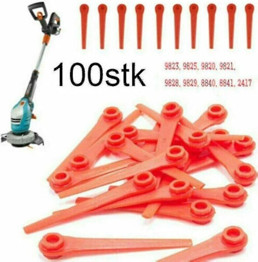 100x Plastkniver Reservekniver Til Gardena Gresstrimmer Easycut Li-18/23r (100stk) Xinda