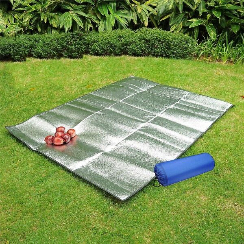Bilde av Aluminium Piknik Teppe Teppe Vanntett Foldbar Dobbeltsidig Folie Soveunderlag For Camping(200 X 150 Cm)