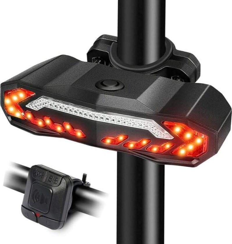 Vanntett sykkellykt med fjernkontroll Ultra Bright sykkellykt USB oppladbar sykkellykt med blinklys og bremselys