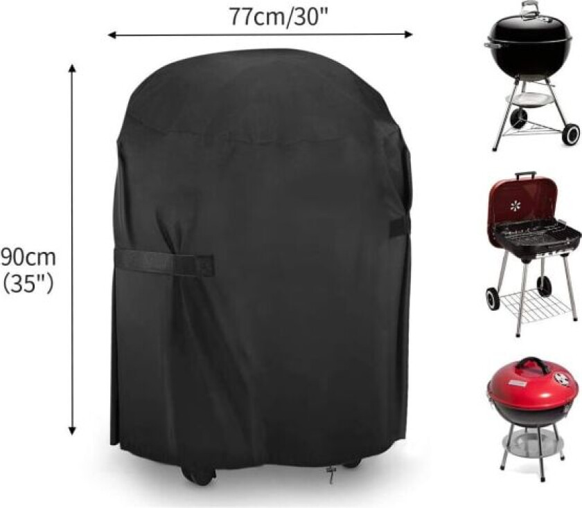 1 stk vanntett rund grilltrekk, 420d Oxford stoff Charcoal Gri