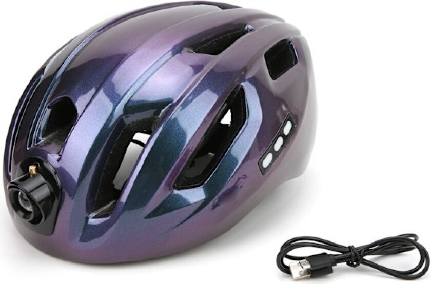 Sykkelhjelm med varmt lys, justerbar, støtsikker, sikker, oppladbar, sportshjelm, fargerik