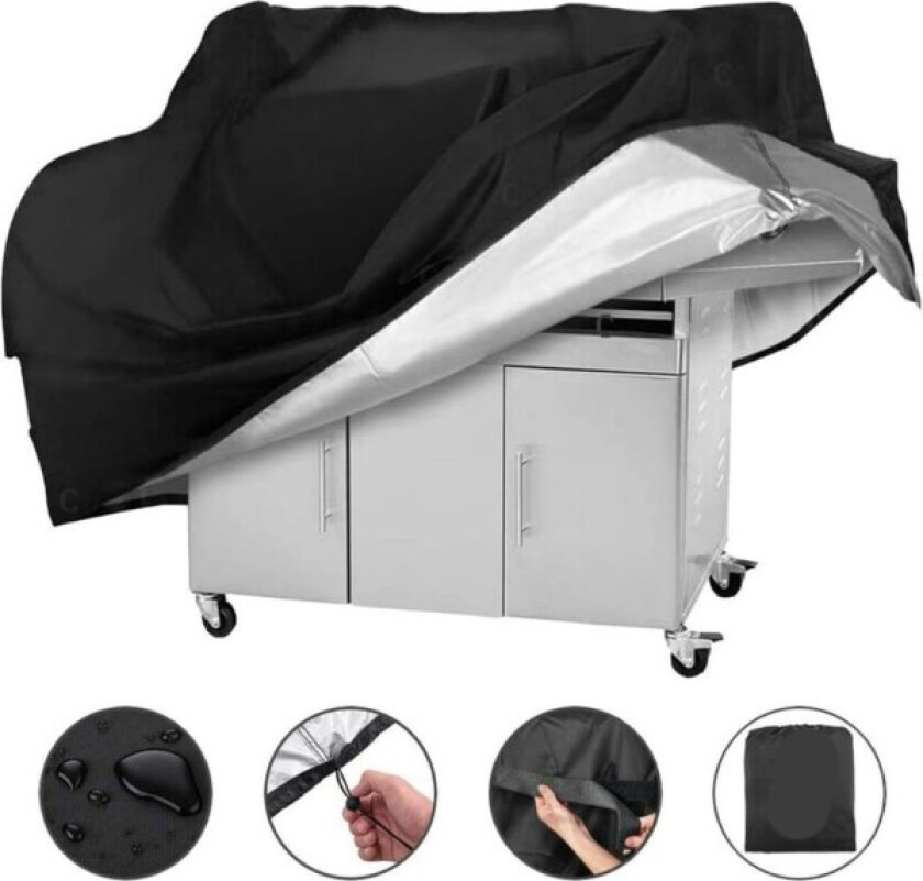 BBQ Grill Trekk - Vanntett, Støvtett Beskyttende Trekk for BBQ Grill - 210D Oxford Stoff, 145*61*117cm, Svart, 1 stk