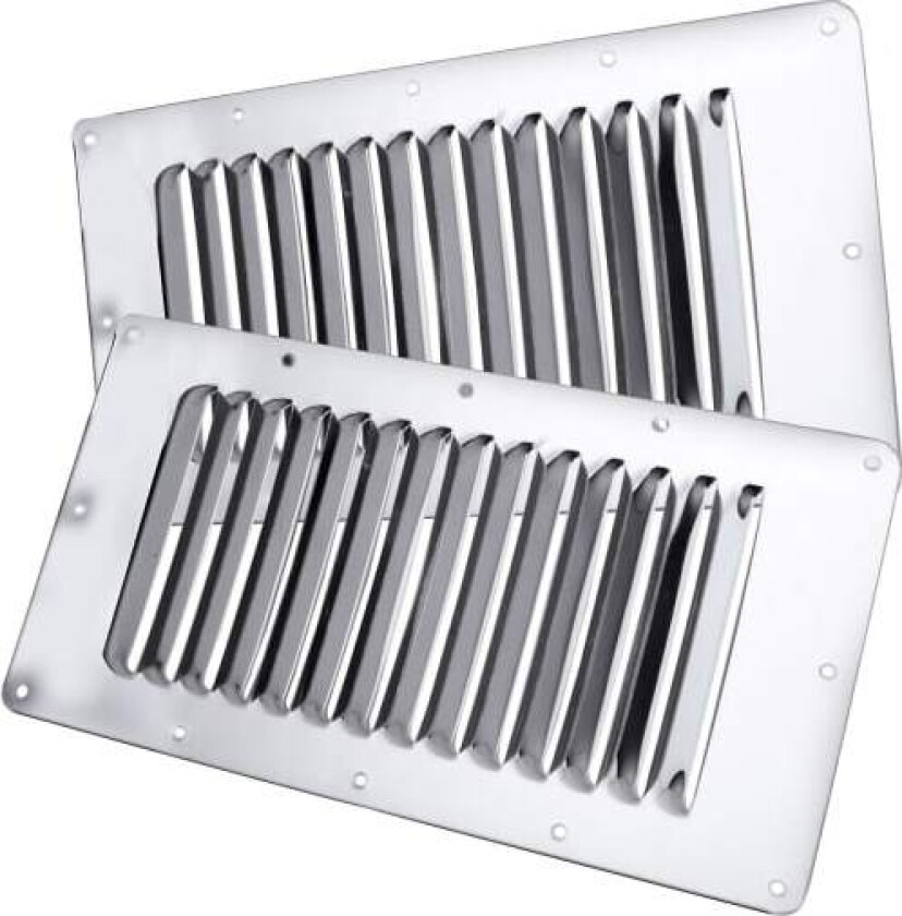 Et par 23,0 cm * 11,50 cm spaltede ventilasjonsgitter i rustfritt stål, firkantet luftventil i metall for veggmontering
