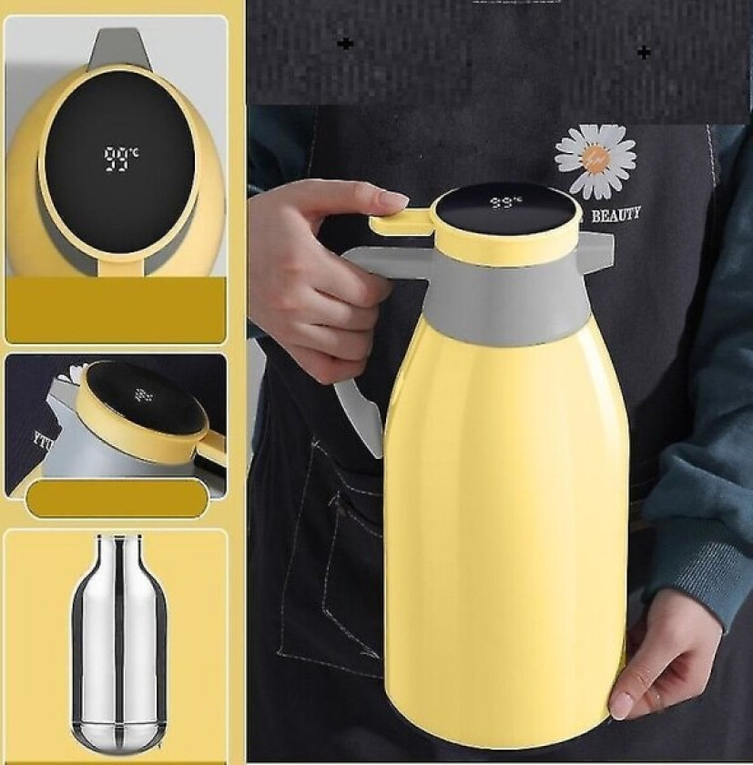 Isolert termoskanne med glassforing, super lang isolasjon, for hjemmebruk yellow 1900ml