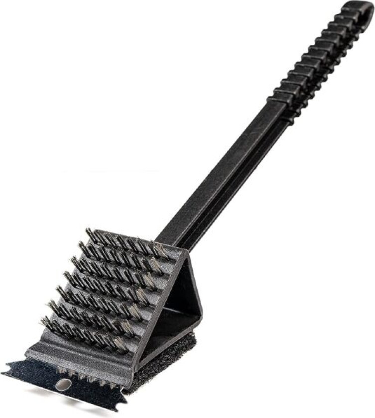 3 i 1 Grillbørste i støpejern med Skovl og Rengjøringspute for Gass eller Kullgrill
