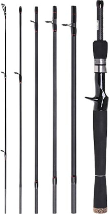 6-delt 2,1 meter karbon spinne- og kastefiskestang, fiskestang med lokke, håndfiskestang, fiskeutstyr