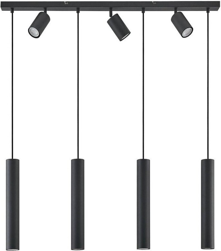 Sanad hengelampe svart 7 lyskilder lang
