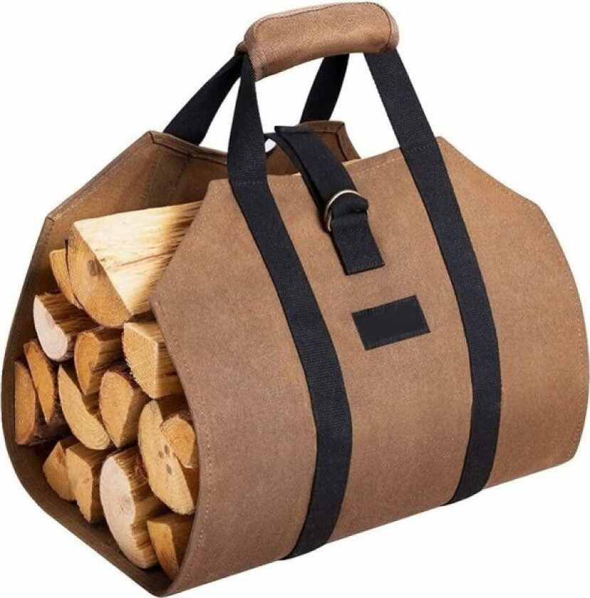 Vedkurv og vedsekk Bålved Vedholder Lerret Peis Vedbæreveske Ekstra stor Vedholder Innendørs Vedkurver for Camping Lerret Lo