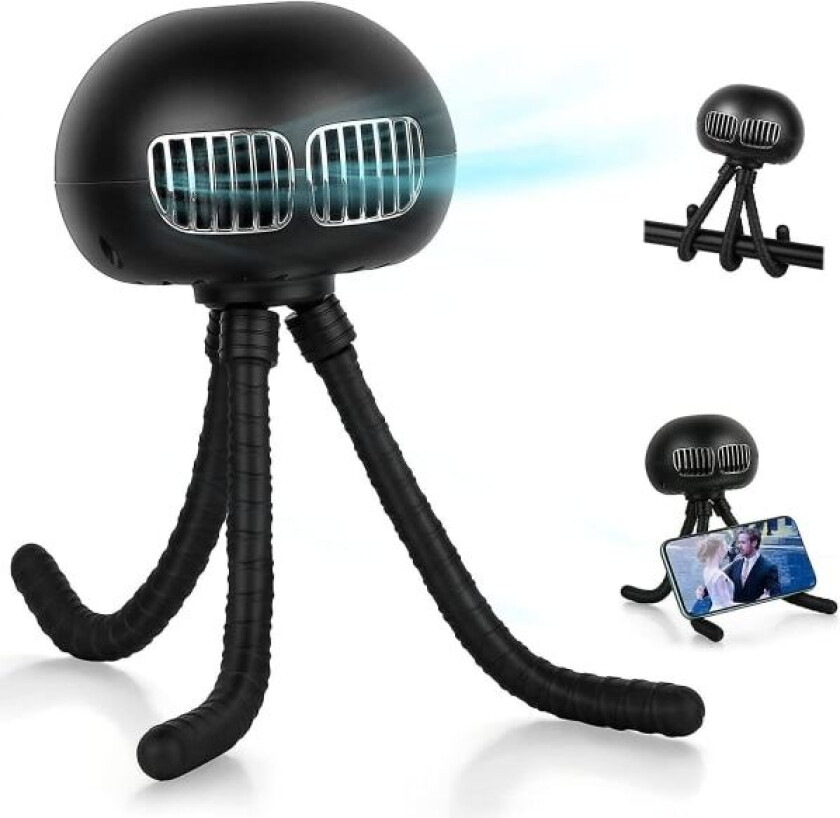 IC Bladløs Bordvifte USB Oppladbart, Klips På Barnevogn Vifte med Fleksibelt Stativ