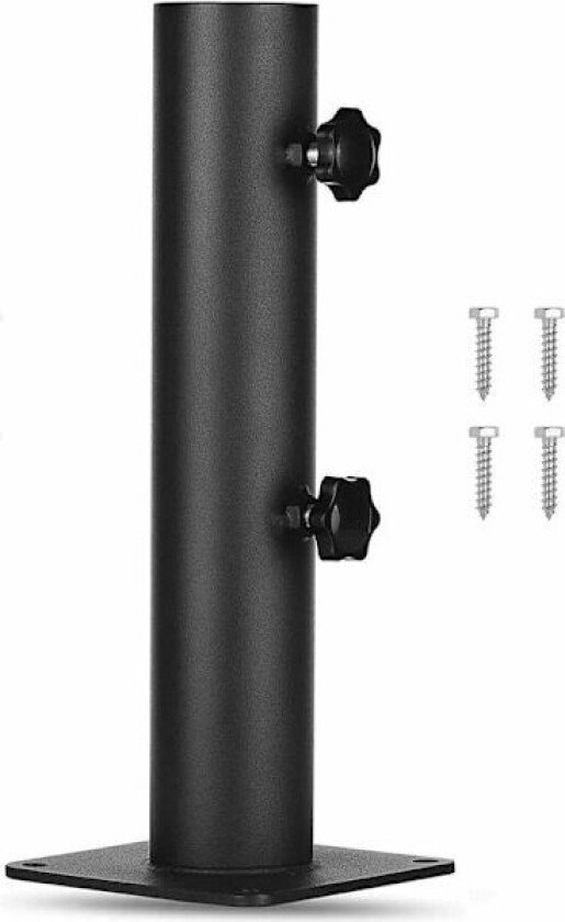 Kraftig firkantet parasollfot i stål med justerbar knott, parasollstativ for uteplass, brygger, piknikbord