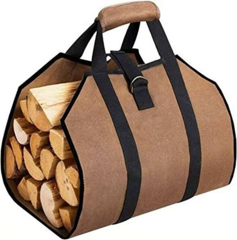 Innendørs vedbærer, vedbæreveske, lerretsbæreveske, bærbar vedkurv for peiser, vedovner, tømmerstokker, camping