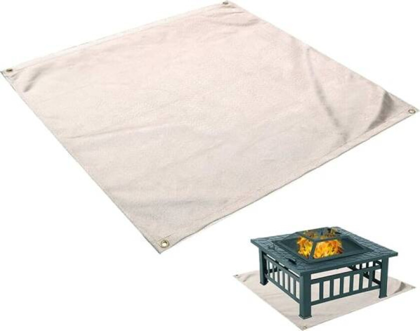 Brannsikkerhetsmatte for bålpanne, grillmatte av brannsikkert glass, varmebestandig grillmatte, flammehemmende beskyttelsesmatte for bakken, uteplass, terrasse, plen, utendørs eller camping (stor)