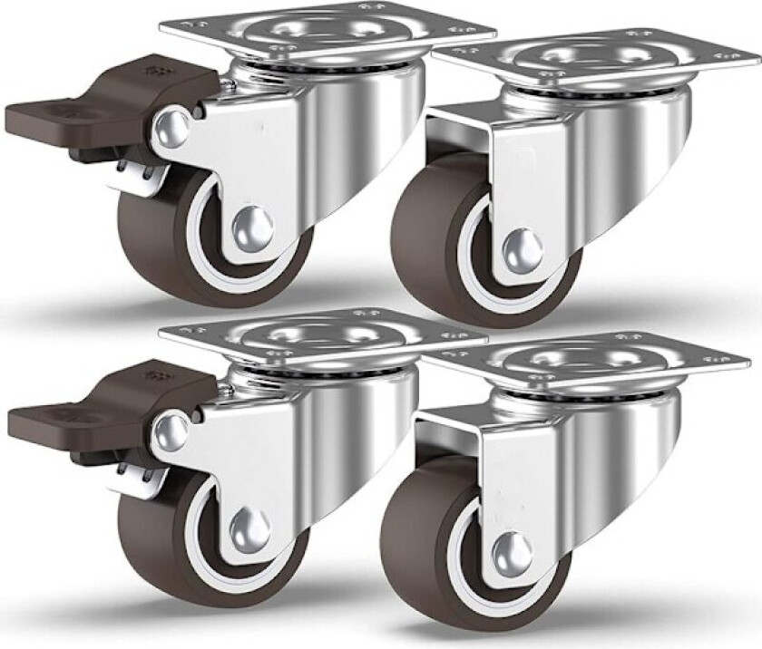 Universal 1 tommers flat plate * 2, 1 tommers flat plate brems * 2 myke gummi beltelager lydløse møbelhjul