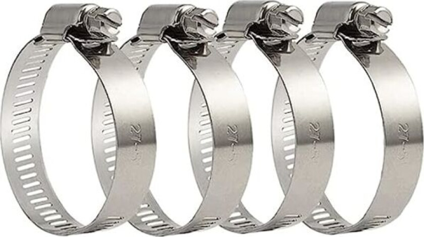 4 stk slangeklemme, 27-51mm justerbar slangeklemme, 304 rustfritt stål