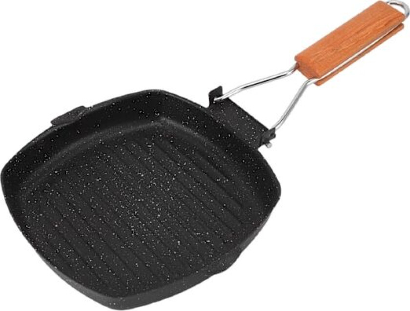 Stekepanne Utendørs Husholdning Folding Bøk Håndtak Energibesparende Non-Stick Stripes Biff Spesial Pan Grillpanne 20x20cm