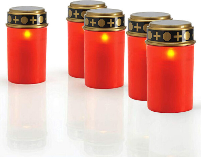 Sett med 5 solcelledrevne LED-gravlys med batteri/utendørs LED-gravlys