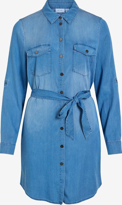 Skjortekjole viBista L/S Shirt Dress - Blå